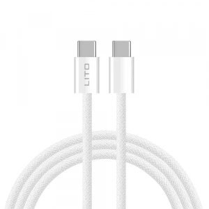Cablu Date si Incarcare USB-C - USB-C Lito LD04CC, 60W, 2m, Alb 