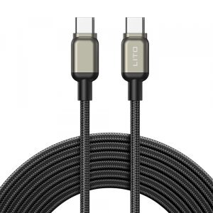 Cablu Date si Incarcare USB-C - USB-C Lito LD17, 100W, 1m, Negru