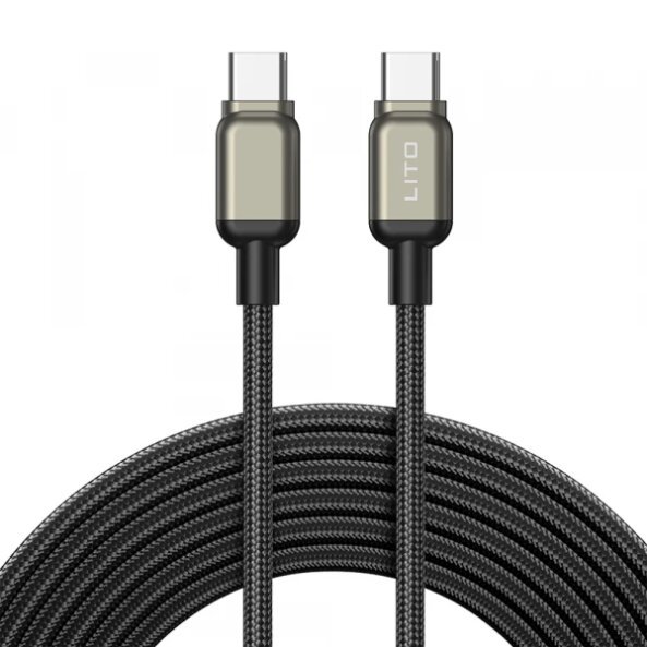 Cablu Date si Incarcare USB-C - USB-C Lito LD17, 100W, 1m, Negru