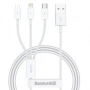 Cablu Incarcare USB-A - Lightning / microUSB / USB-C Baseus, 100W, 1.5m, Alb P10377705213-00