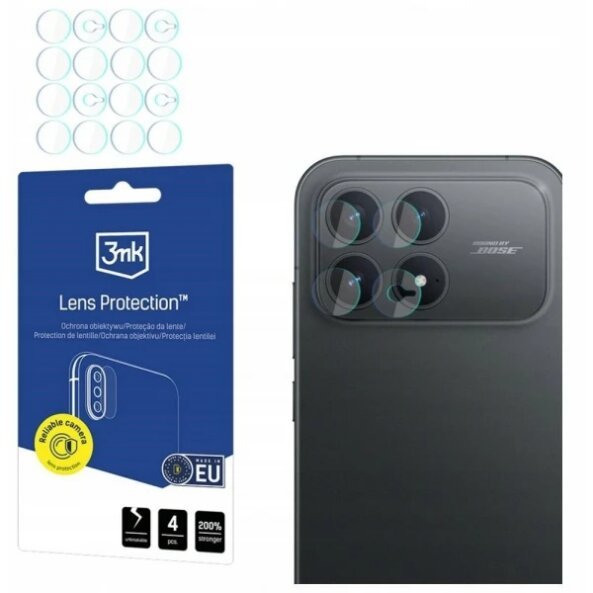 Folie de protectie Camera Spate 3MK Lens pentru Xiaomi Poco F8 Pro, Sticla Flexibila, Set 4 bucati 