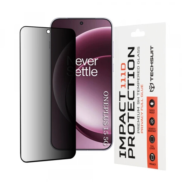 Folie de protectie Ecran Privacy Techsuit pentru OnePlus 15, Sticla Securizata, 111D