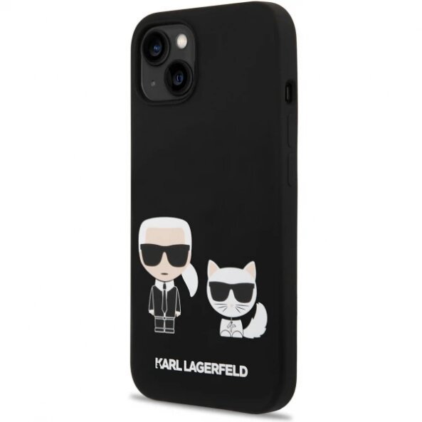 Husa MagSafe pentru Apple iPhone 14 Plus, Karl Lagerfeld, Silicone Karl &amp; Choupette, Neagra