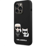 Husa MagSafe pentru Apple iPhone 14 Pro, Karl Lagerfeld, Silicone Body Karl &amp; Choupette, Neagra