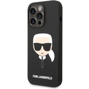 Husa MagSafe pentru Apple iPhone 14 Pro, Karl Lagerfeld, Silicone Karl Head, Neagra