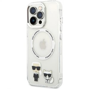 Husa MagSafe pentru Apple iPhone 14 Pro Max, Karl Lagerfeld, Karl &amp; Choupette, Transparenta