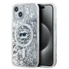 Husa MagSafe pentru Apple iPhone 15, Karl Lagerfeld, Liquid Glitter Choupette Head, Transparenta