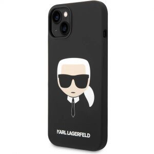 Husa pentru Apple iPhone 14 Plus, Karl Lagerfeld, Silicone Karl's Head, Neagra