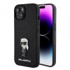 Husa pentru Apple iPhone 15, Karl Lagerfeld, Fixed Glitter Metal Ikonik, Neagra