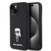 Husa pentru Apple iPhone 15, Karl Lagerfeld, Silicone Metal Ikonik, Neagra