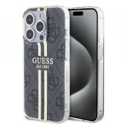 Husa pentru Apple iPhone 15 Pro, Guess, IML 4G Gold Stripe, Neagra