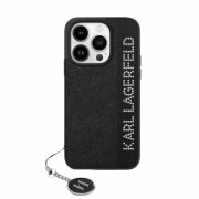 Husa pentru Apple iPhone 15 Pro, Karl Lagerfeld, Saffiano Rhinestones &amp; Charm, Neagra