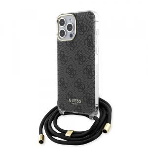 Husa pentru Apple iPhone 15 Pro Max, Guess, Crossbody Cord 4G Print, Neagra