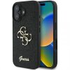 Husa pentru Apple iPhone 16 Plus, Guess, Fixed Glitter 4G Metal Logo, Neagra