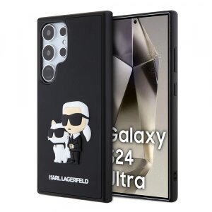 Husa pentru Samsung Galaxy S24 Ultra S928, Karl Lagerfeld, 3D Rubber Karl &amp; Choupette, Neagra
