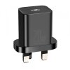Incarcator Retea Baseus Super Si UK, 20W, 3A, 1 x USB-C, Negru CCSUP-K01