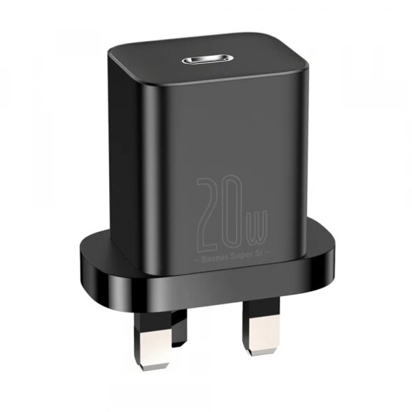Incarcator Retea Baseus Super Si UK, 20W, 3A, 1 x USB-C, Negru CCSUP-K01