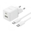 Incarcator Retea Cu Cablu USB-C Baseus Palm, 30W, 3A, 1 x USB-A - 1 x USB-C, Alb P1011160A213-01