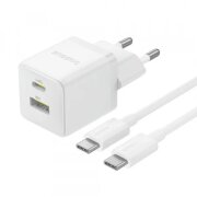 Incarcator Retea Cu Cablu USB-C Baseus Palm, 30W, 3A, 1 x USB-A - 1 x USB-C, Alb P1011160A213-01