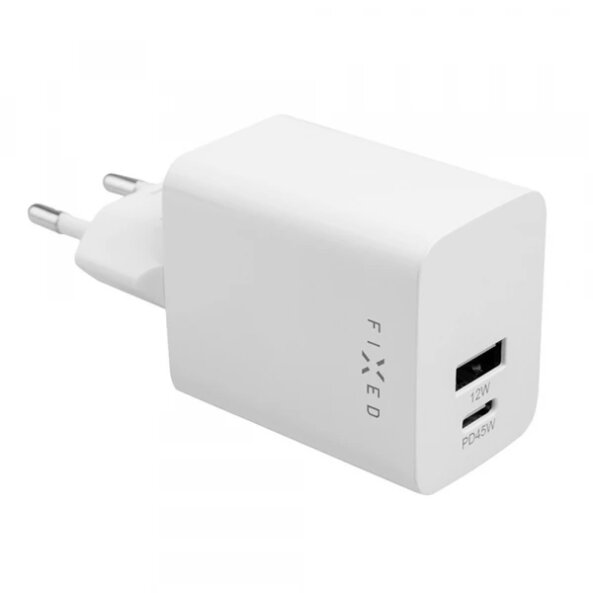 Incarcator Retea Fixed Mini, 45W, 3A, 1 x USB-A - 1 x USB-C, Alb