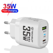 Incarcator Retea Techsuit CHPD174, 35W, 3A, 1 x USB-A - 1 x USB-C, Alb