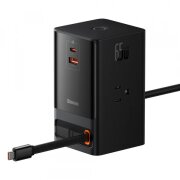 Prelungitor Baseus PowerCombo US, 1 x USB-A - 1 x USB-C - 3 x Prize, Negru PSLR000101