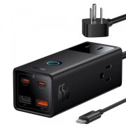 Prelungitor Baseus PowerCombo US, 2 x USB-A - 2 x USB-C - 3 x Priza, Negru PSLA020101