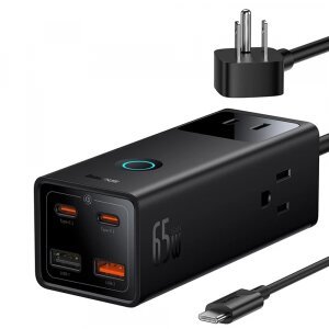 Prelungitor Baseus PowerCombo US, 2 x USB-A - 2 x USB-C - 3 x Priza, Negru PSLA020101
