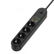 Prelungitor ColorWay, 3 x USB-A - 1 x USB-C - 4 x Schuko, Negru