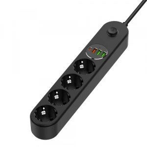 Prelungitor ColorWay, 3 x USB-A - 1 x USB-C - 4 x Schuko, Negru