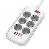 Prelungitor ColorWay, 3 x USB-A - 1 x USB-C -6 x Schuko, Alb