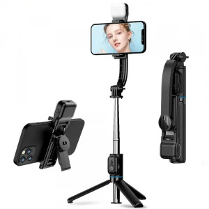 Selfie Stick Bluetooth Techsuit C01s, Universal, Negru