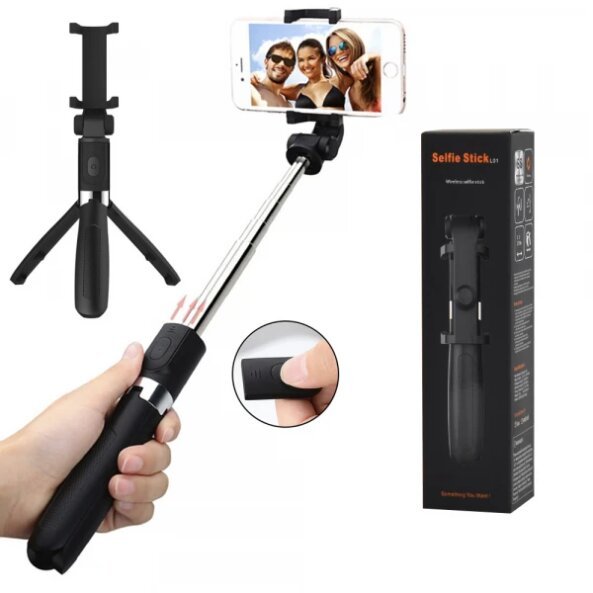 Selfie Stick Bluetooth Techsuit L01s, Universal, Negru