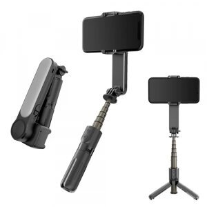 Selfie Stick Bluetooth Techsuit L09 Gimbal, Universal, Negru