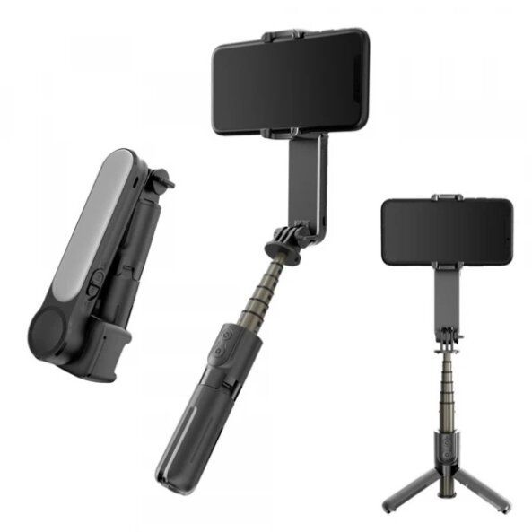 Selfie Stick Bluetooth Techsuit L09 Gimbal, Universal, Negru