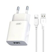 Incarcator Retea Cu Cablu Lightning XO Design L99, 12W, 2.4A, 1 x USB-A, Alb 