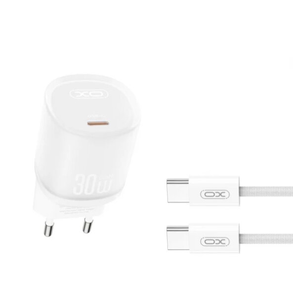 Incarcator Retea Cu Cablu USB-C XO Design L150, 30W, 3A, 1 x USB-C, Alb 