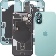 Capac Baterie Apple iPhone 16, Cu Carcasa Mijloc, Full Parts, Verde (Teal), Swap