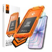 Folie de protectie Ecran Spigen GlastR Align Master Slim pentru Apple iPhone 17, Sticla Securizata, Full Glue, Set 3 bucati 