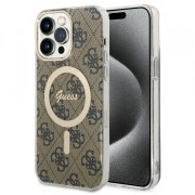 Husa MagSafe pentru Apple iPhone 15 Pro, Guess, 4G IML, Maro GUHMP15LH4STW 