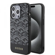 Husa MagSafe pentru Apple iPhone 15 Pro Max, Guess, PU G Cube, Neagra GUHMP15XHGCFSEK 