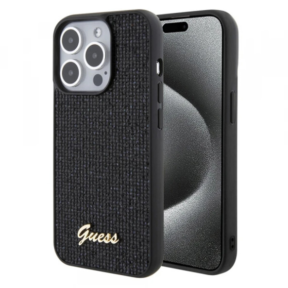 Husa pentru Apple iPhone 15 Pro, Guess, PU Square Mirror Script Logo, Neagra GUHCP15LPMSDGSK