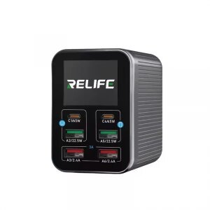 Incarcator Statie Relife Q4, 72W, 5A, 2 x USB-C - 4 x USB-A, Gri 