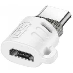 Adaptor Date si Incarcare microUSB - USB-C XO Design NB256G, Alb 