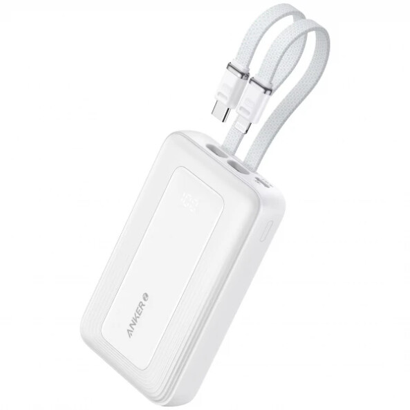 Baterie Externa Anker PowerCore, 20000mAh, 30W, QC + PD, 1 x Lightning - 1 x USB-A - 2 x USB-C, Alba A1681H21 