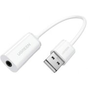 Adaptor Audio UGREEN US206, USB-A - 3.5mm, Alb