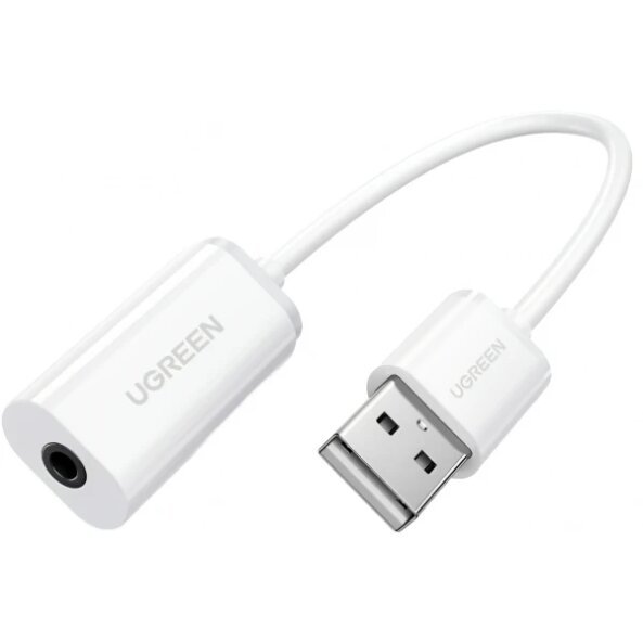 Adaptor Audio UGREEN US206, USB-A - 3.5mm, Alb