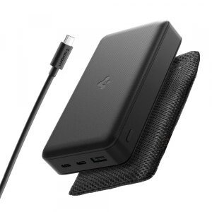 Baterie Externa Spigen , 20000mAh, 22.5W, QC + PD, 1 x USB-A - 2 x USB-C, Neagra