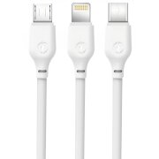 Cablu Incarcare USB-A - Lightning / microUSB / USB-C XO Design NB103 3in1, 10.5W, 1m, Alb 