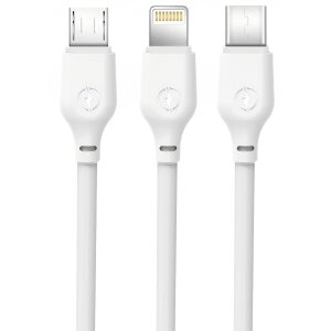 Cablu Incarcare USB-A - Lightning / microUSB / USB-C XO Design NB103 3in1, 10.5W, 1m, Alb 